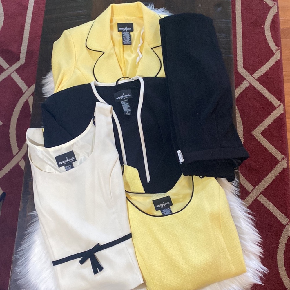 Bundle Positive Attitude, Yellow Blazer, top & black ivory jacket, top & pants